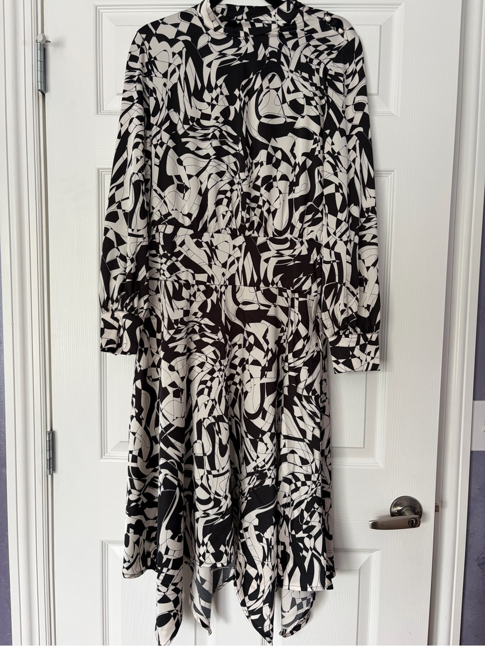 Black & White Asymmetrical Handkerchief Hem Dress